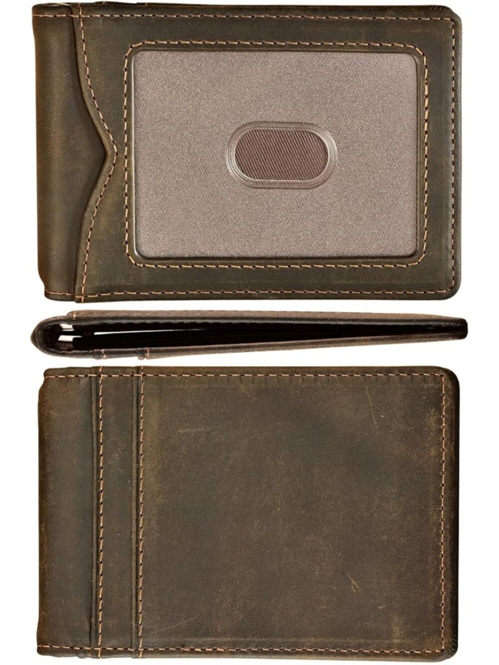 Minimalist RFID Blocking Slim Wallet with Money Clip | Genuine Leather Bifold